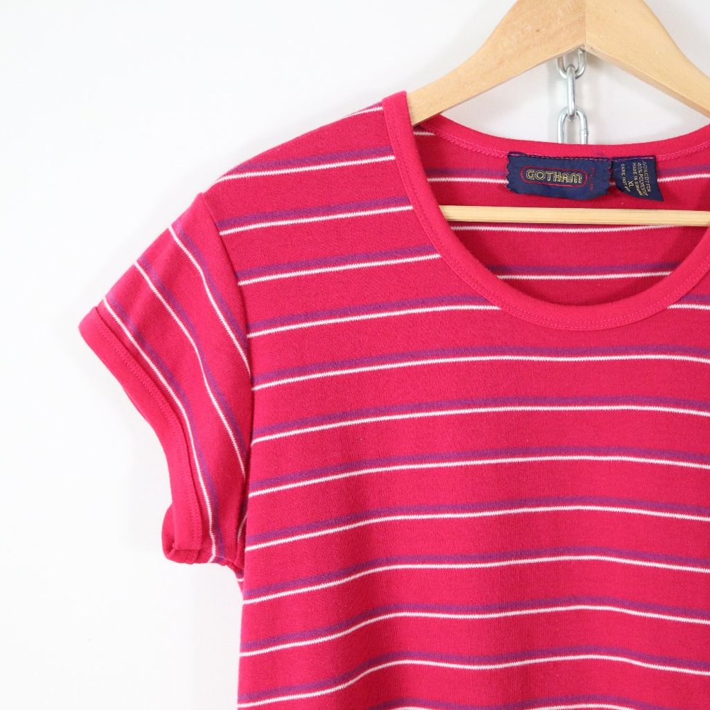 ❌SOLD❌vintage 80s soft knit cropped stripe tee - Picture 2 of 5